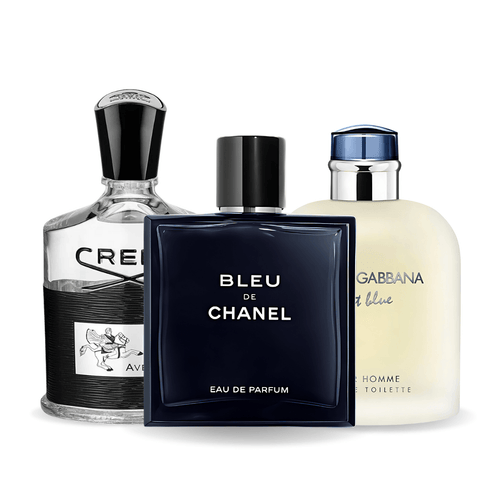 Conjunto de 3 perfumes Bleu de Chanel, Creed Aventus, Light Blue Dolce Gabbana 100ml
