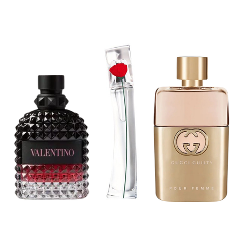 Conjunto de 3 perfumes 3 Gucci Guilt, Valentini Intense, Flower Kenzo 100ml
